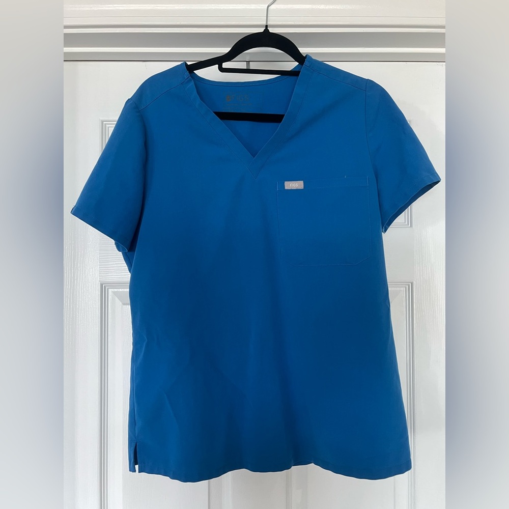 Figs Royal Blue V-Neck Scrub Top